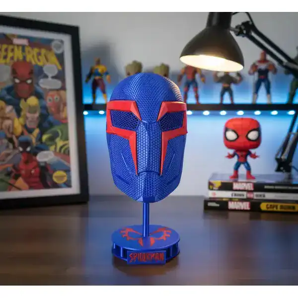 Máscara Magnética Homem-Aranha 2099 3D com Suporte Azul