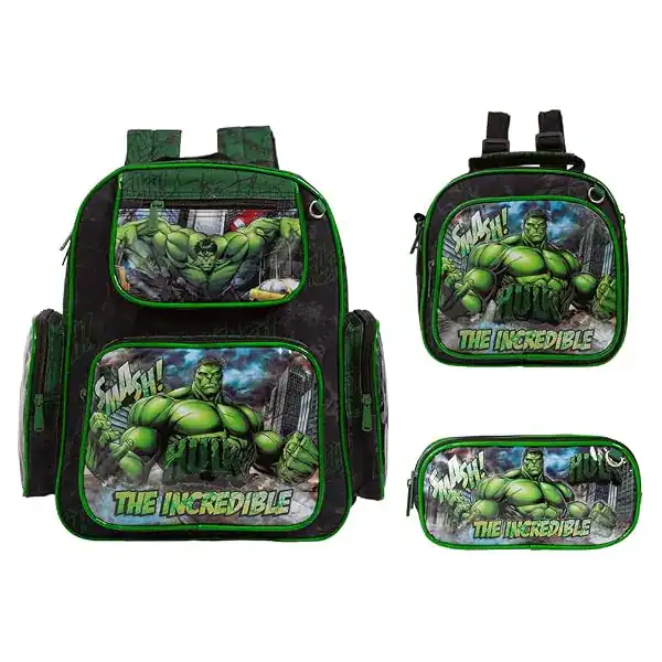 Mochila de Costas Preta com Lancheira e Estojo — Personagem do Filme