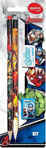 Molin Kit Pencil Avengers — blister com 4 itens — presente dos Vingadores