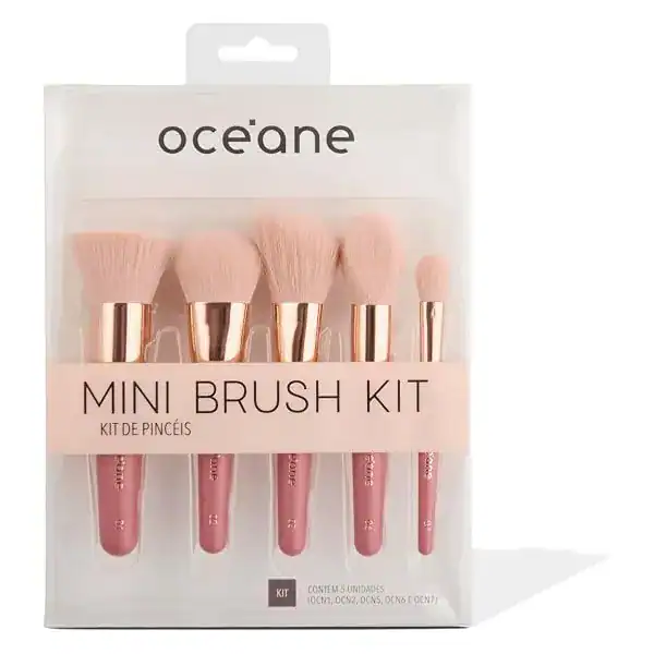 Océane — Mini Brush Kit com 5 Pincéis Coral — guia de presentes para quem ama maquiagem da Presendicas
