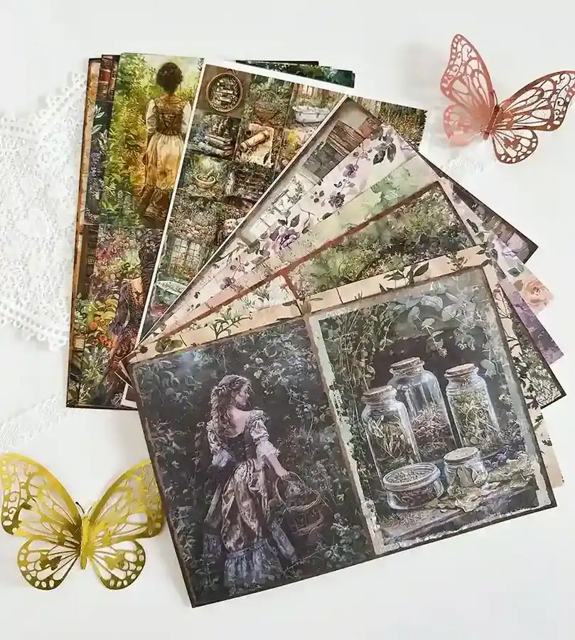 Papéis Adesivos Cards Vintage Colagens