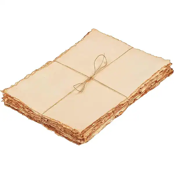 Papel artesanal de algodão virgem com borda grossa