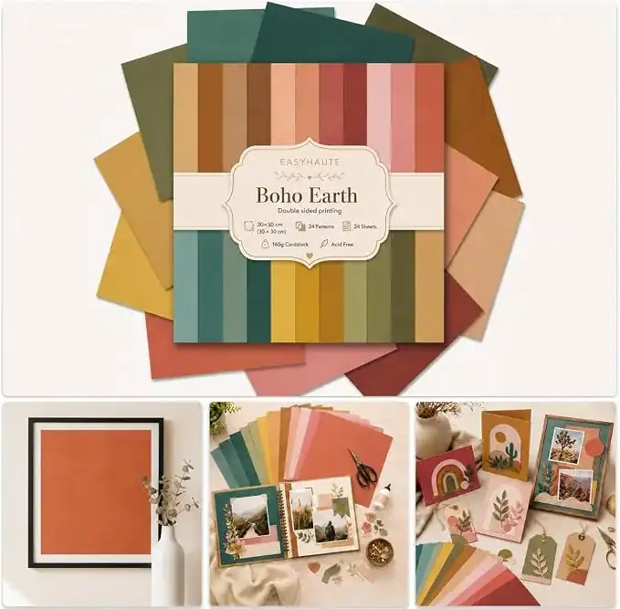 Papel para scrapbook 30 x 30 cm, 24 folhas com estampa decorativa dupla face