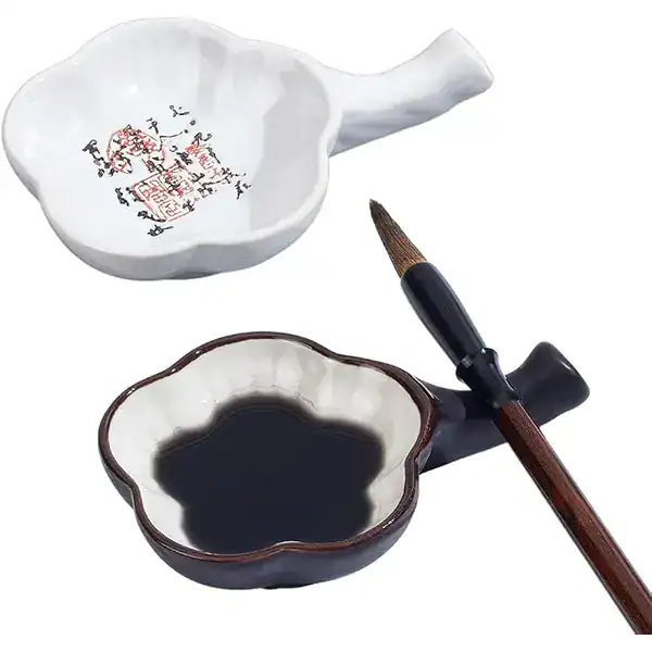 Pedra de tinta multifuncional de porcelana com suporte de pincel