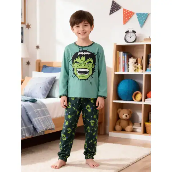 Pijama Infantil Menino Manga Longa — Hulk, para o Frio