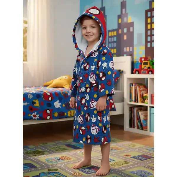 Roupão Infantil Aveludado com Capuz Spider