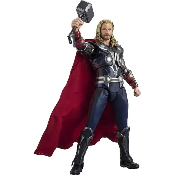 Figura articulada S.H.Figuarts do Thor da Bandai Spirits com Mjolnir e capa de tecido