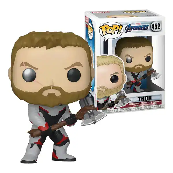 Funko Pop colecionável do Thor da linha Marvel Vingadores em caixa com janela