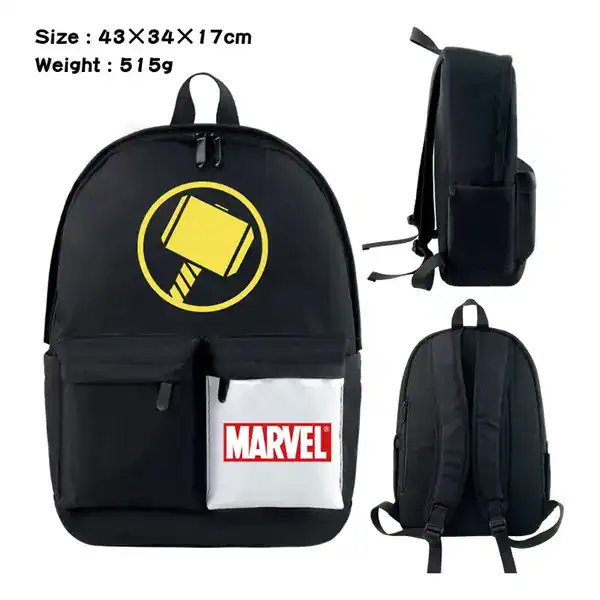Mochila Marvel cinza com compartimento para notebook e estampa discreta