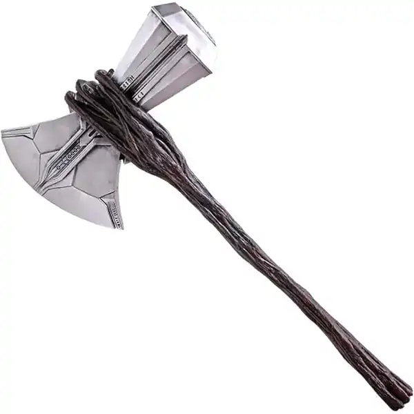 Réplica do machado Stormbreaker do Thor com cabo longo e lâmina prateada