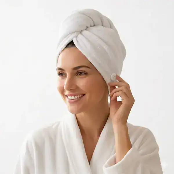 Toalha Seca-Cabelo Atoalhada 100% Algodão — guia de presentes para quem cuida do cabelo da Presendicas