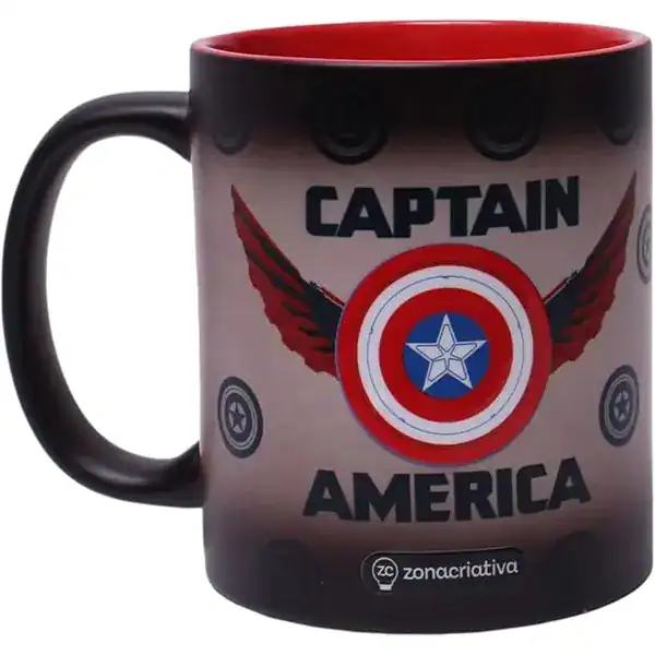 Caneca mágica Zona Criativa do Capitão América que revela a arte com líquido quente