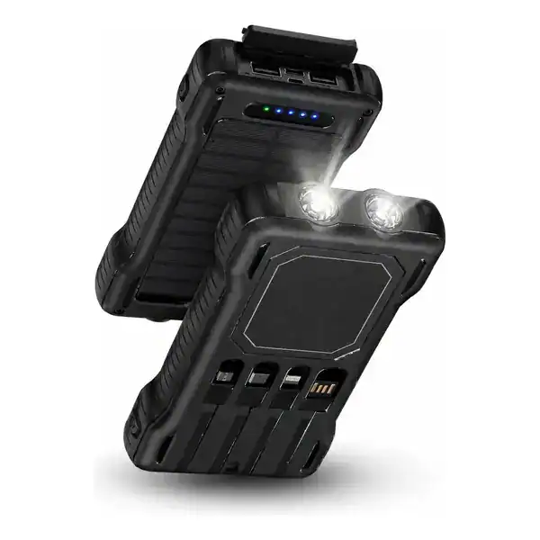 Power bank 10.000 mAh com placa solar 5 em 1 — presente para quem gosta de viajar