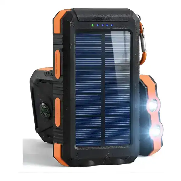 Carregador solar 10.000 mAh com lanterna — presente para quem gosta de viajar