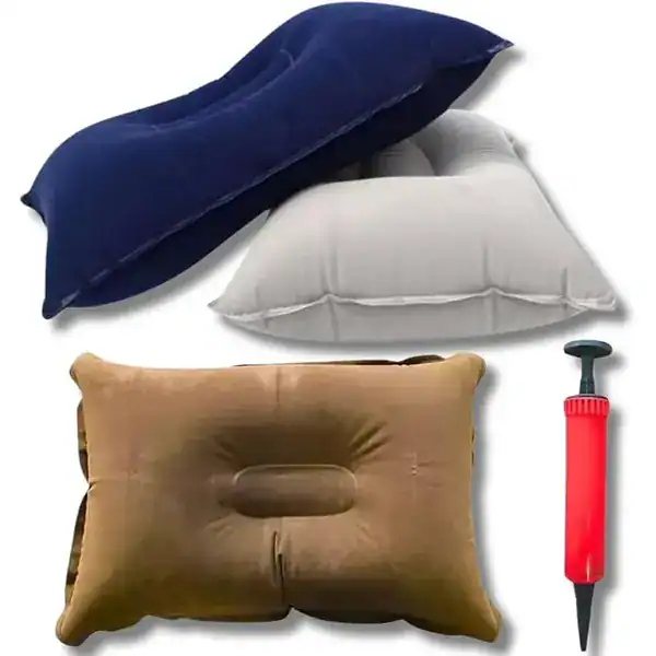 Kit de 2 travesseiros infláveis aveludados ergonômicos — presente para quem gosta de viajar