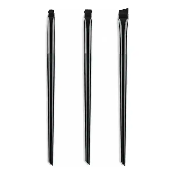 Kit com três pincéis chanfrados profissionais para design de sobrancelha e henna