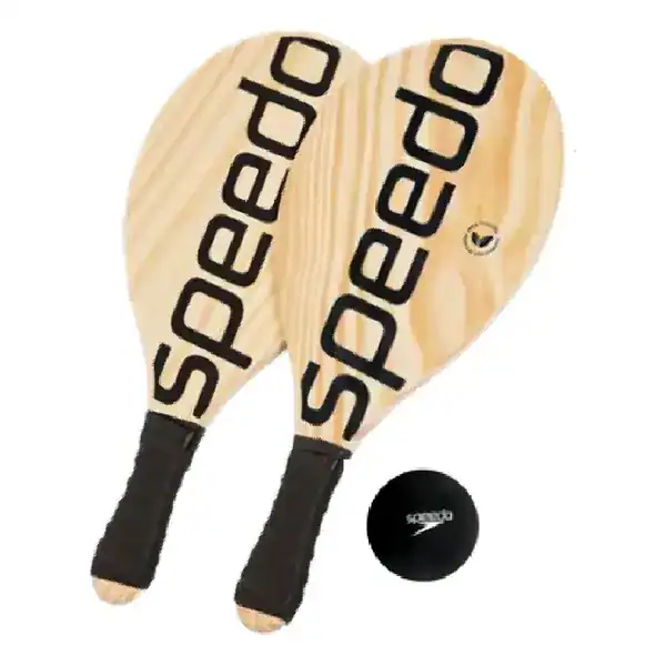 Kit Frescobol Speedo Popular Madeira Ecofriendly Cor Preto — guia de presentes de praia da Presendicas