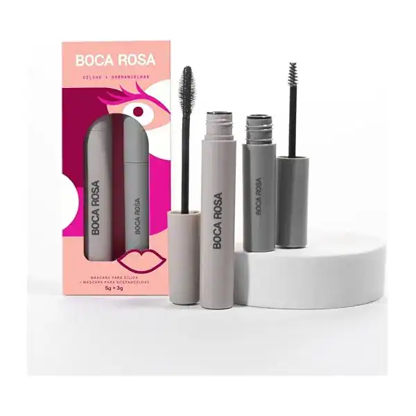 Kit Boca Rosa com máscara para sobrancelhas e máscara de cílios efeito volume