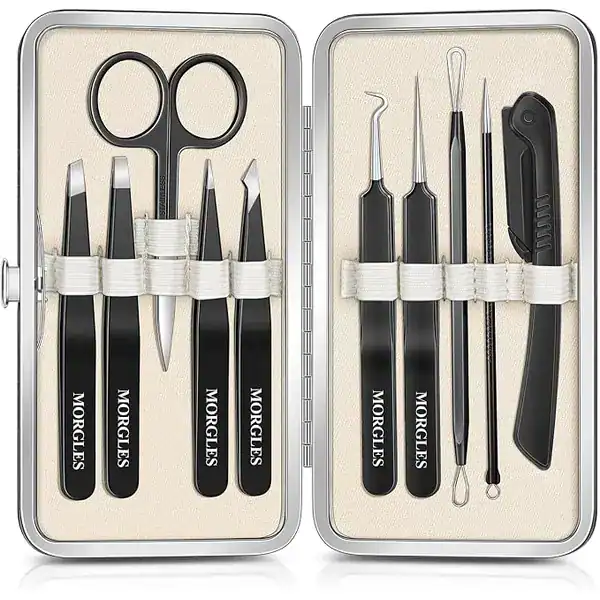 Conjunto MORGLES com dez pinças de sobrancelha de pontas variadas